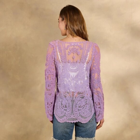 SUNDANCE: NWOT Lavendar Lace Cardigan - Picture 3 of 5